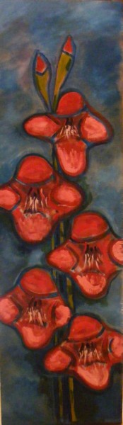 Peinture intitulée "Fleurs rouges (2)" par Nicolas Cavuoto, Œuvre d'art originale, Huile