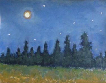 Schilderij getiteld "Nuit en Ardèche (2)" door Nicolas Cavuoto, Origineel Kunstwerk, Olie