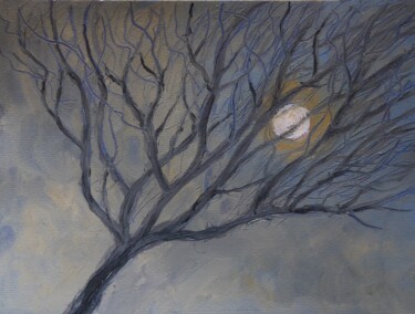 Peinture intitulée "Lune d'hiver" par Nicolas Cavuoto, Œuvre d'art originale, Huile