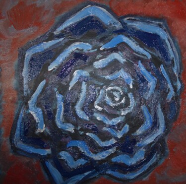 Painting titled "Rose noire" by Nicolas Cavuoto, Original Artwork, Oil