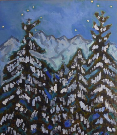 Painting titled "Nuit d'hiver(1)" by Nicolas Cavuoto, Original Artwork, Oil