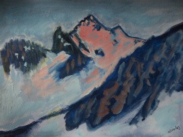 Painting titled "Les Ecrins" by Nicolas Cavuoto, Original Artwork, Oil