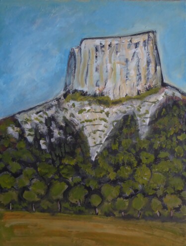 Painting titled "Le Mont Aiguille (3)" by Nicolas Cavuoto, Original Artwork, Oil Mounted on Wood Stretcher frame