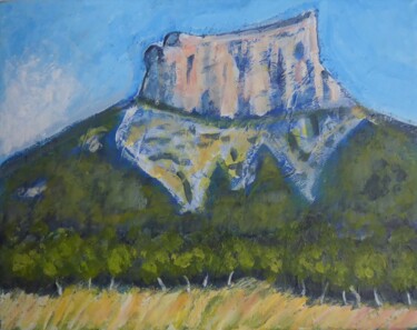 Painting titled "Le Mont Aiguille (4)" by Nicolas Cavuoto, Original Artwork, Oil Mounted on Wood Stretcher frame
