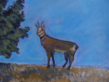 Painting titled "Le chamois" by Nicolas Cavuoto, Original Artwork, Oil