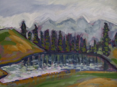 Картина под названием "Le lac des Lauzes" - Nicolas Cavuoto, Подлинное произведение искусства, Масло