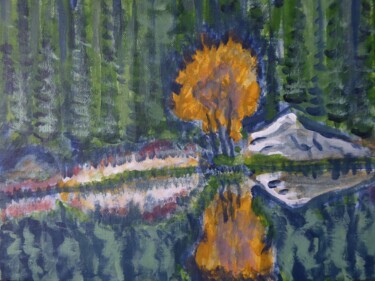 Peinture intitulée "Matin au lac du Pou…" par Nicolas Cavuoto, Œuvre d'art originale, Huile