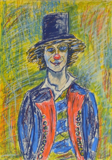 Pintura intitulada "Le clown" por Nicolas Cavuoto, Obras de arte originais, Pastel
