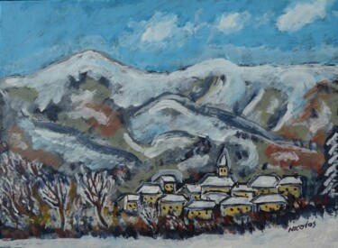 Peinture intitulée "L'hiver à Lépine" par Nicolas Cavuoto, Œuvre d'art originale, Huile