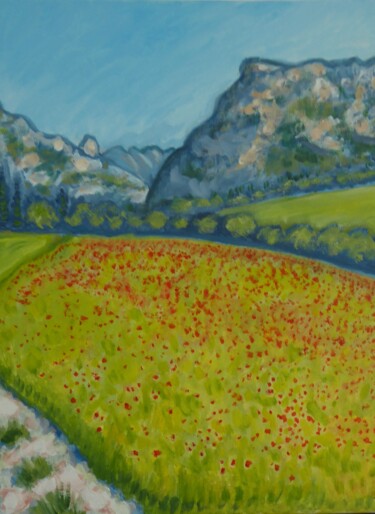 Peinture intitulée "Paysage de La Drôme…" par Nicolas Cavuoto, Œuvre d'art originale, Huile Monté sur Châssis en bois