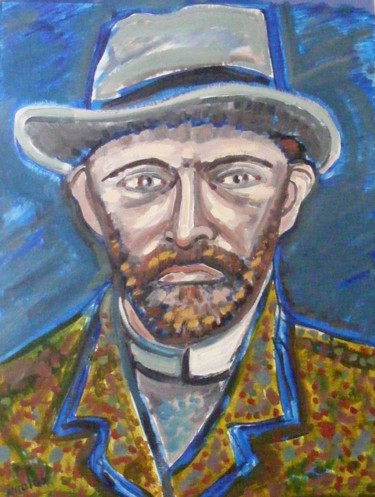 Peinture intitulée "Vincent au chapeau…" par Nicolas Cavuoto, Œuvre d'art originale, Huile