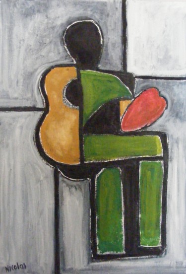 Peinture intitulée "Coeur de peinture" par Nicolas Cavuoto, Œuvre d'art originale, Huile Monté sur Châssis en bois