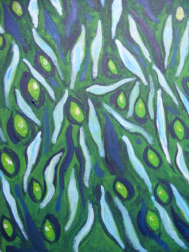 Painting titled "Les olives" by Nicolas Cavuoto, Original Artwork, Oil Mounted on Wood Stretcher frame