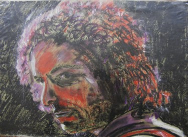 Pintura intitulada "B . Dylan" por Nicolas Cavuoto, Obras de arte originais, Pastel