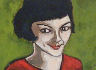 Malerei mit dem Titel "Audrey Tautou" von Nicolas Cavuoto, Original-Kunstwerk, Öl