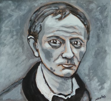Schilderij getiteld "Baudelaire (1)" door Nicolas Cavuoto, Origineel Kunstwerk, Olie