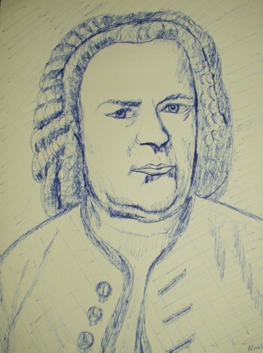 Drawing titled "Bach J S" by Nicolas Cavuoto, Original Artwork, Other