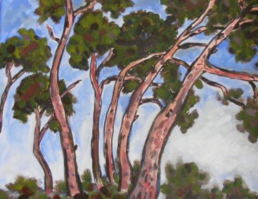 Peinture intitulée "Les pins" par Nicolas Cavuoto, Œuvre d'art originale, Huile