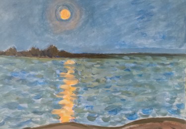 Pintura intitulada "Lune rousse (3)" por Nicolas Cavuoto, Obras de arte originais, Óleo