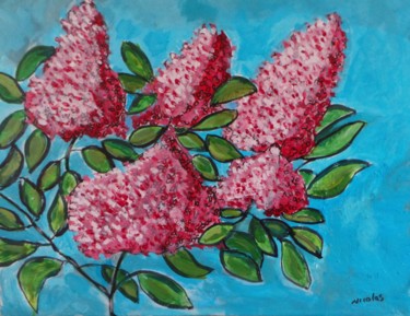 Painting titled "Lilas roses" by Nicolas Cavuoto, Original Artwork, Oil