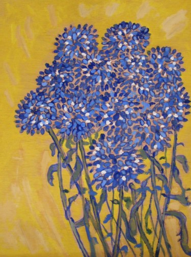 Painting titled "Fleurs bleues (3)" by Nicolas Cavuoto, Original Artwork, Oil