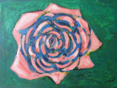 Painting titled "Composition rose" by Nicolas Cavuoto, Original Artwork, Oil