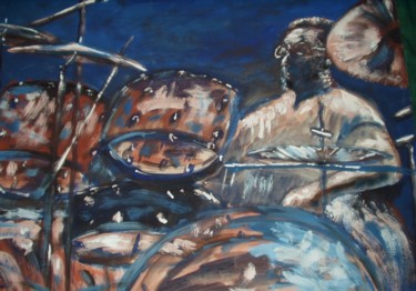 Painting titled "Le batteur" by Nicolas Cavuoto, Original Artwork, Gouache