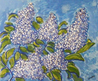 Painting titled "Lilas blancs" by Nicolas Cavuoto, Original Artwork, Oil