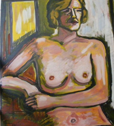 Painting titled "Jeune femme assise" by Nicolas Cavuoto, Original Artwork, Oil