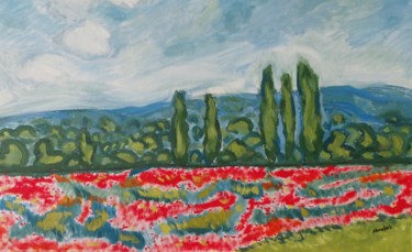 Peinture intitulée "Les coquelicots (1)" par Nicolas Cavuoto, Œuvre d'art originale, Huile