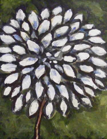 Peinture intitulée "fleur blanche" par Nicolas Cavuoto, Œuvre d'art originale, Huile