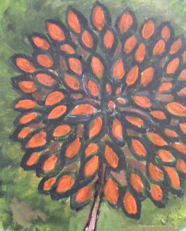 Peinture intitulée "Fleur rouge" par Nicolas Cavuoto, Œuvre d'art originale, Huile