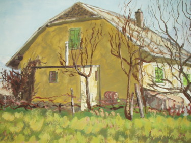 Peinture intitulée "La maison de Chamou…" par Nicolas Cavuoto, Œuvre d'art originale, Gouache