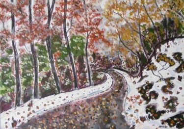 Painting titled "Neige d'automne" by Nicolas Cavuoto, Original Artwork, Oil