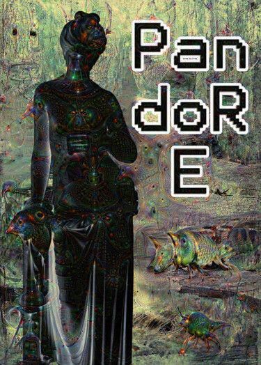 Digital Arts titled "Pandore (DeepDream)" by Nicolas Chambon (Crea-ture), Original Artwork, Digital Collage Mounted on Cardb…
