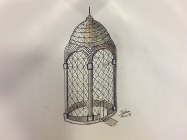 Zeichnungen mit dem Titel "Metallic Dome" von Nicolas Chammat, Original-Kunstwerk, Bleistift