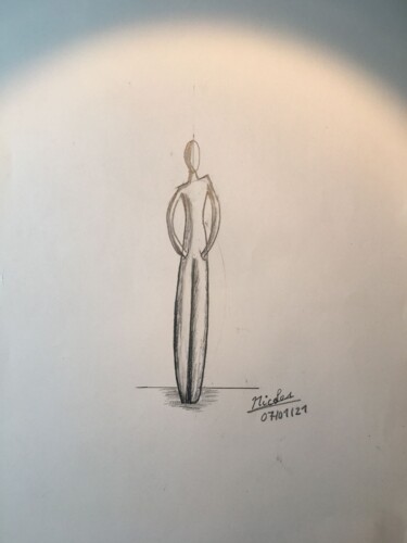 Desenho intitulada "Human Tower" por Nicolas Chammat, Obras de arte originais, Lápis