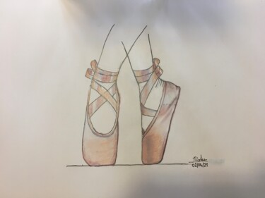 Рисунок под названием "The Two Steps" - Nicolas Chammat, Подлинное произведение искусства, Карандаш