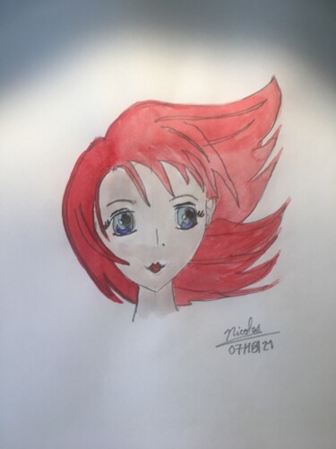 Drawing titled "Amelia" by Nicolas Chammat, Original Artwork, Watercolor