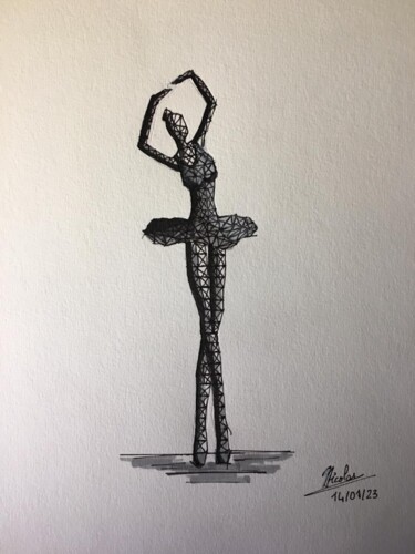 Dessin intitulée "Ballerina Sculpture" par Nicolas Chammat, Œuvre d'art originale, Marqueur