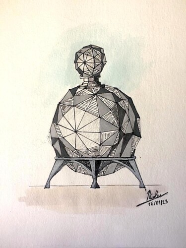 Dessin intitulée "Fragrance Building" par Nicolas Chammat, Œuvre d'art originale, Marqueur