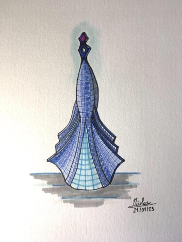 Desenho intitulada "Star Tower" por Nicolas Chammat, Obras de arte originais, Lápis