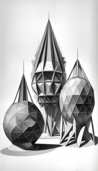 Artes digitais intitulada "The Three Spheres -…" por Nicolas Chammat, Obras de arte originais, Imagem gerada por IA