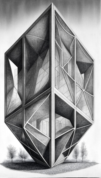 Digitale Kunst mit dem Titel "Diamond Building -…" von Nicolas Chammat, Original-Kunstwerk, KI-generiertes Bild