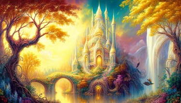 Arts numériques intitulée "Fairy Castle" par Nicolas Chammat, Œuvre d'art originale, Image générée par l'IA