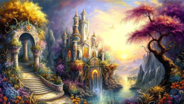 Digital Arts titled "Castle Fairy" by Nicolas Chammat, Original Artwork, AI generated image