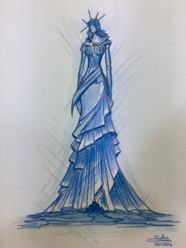 Disegno intitolato "Ever Building" da Nicolas Chammat, Opera d'arte originale, Matita
