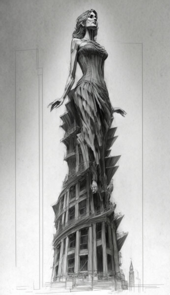 Digital Arts titled "Astra Building" by Nicolas Chammat, Original Artwork, AI generated image