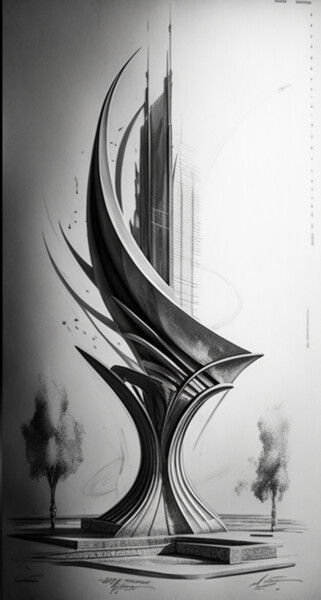 Arts numériques intitulée "Swan Building 2 - D…" par Nicolas Chammat, Œuvre d'art originale, Image générée par l'IA