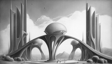 Artes digitais intitulada "Arrakis City" por Nicolas Chammat, Obras de arte originais, Imagem gerada por IA